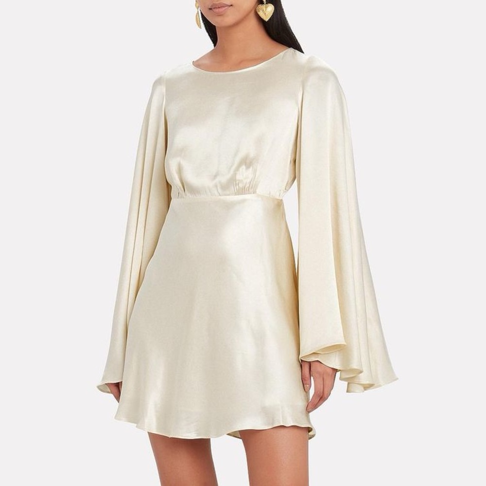 Shona Joy Jefferson Circle Sleeve Backless Mini Dress in Cream size 2